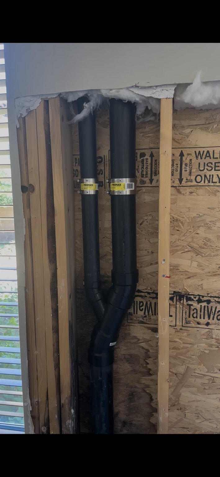 ABS drain and vent repair inside an open wall